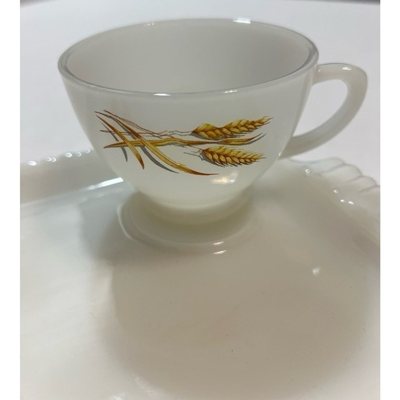 Anchor Hocking Fire King Wheat Replacement Snack Plate and‎ Cup Made In USA - Picture 3 of 5